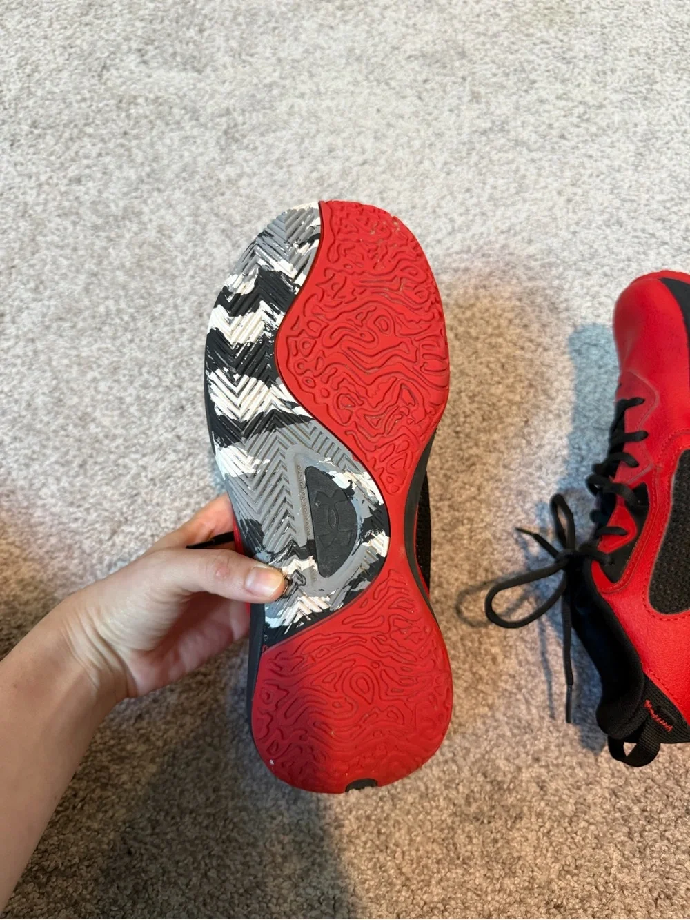 Under Armour Red and Black Boy's Athletic Sneakers